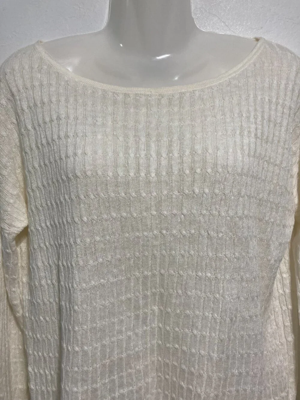 J. Crew Linen Cable Knit Sweater Minimalist Preppy Ivory lightweight Coastal XS